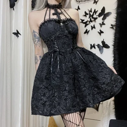 Elegant Black Dress Halloween Costume - Image 7