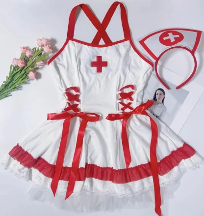 Lace-up Waist Nurse Halloween Costume - Image 6