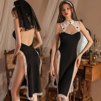 Nun Double Slit Halloween Costumes - Image 6